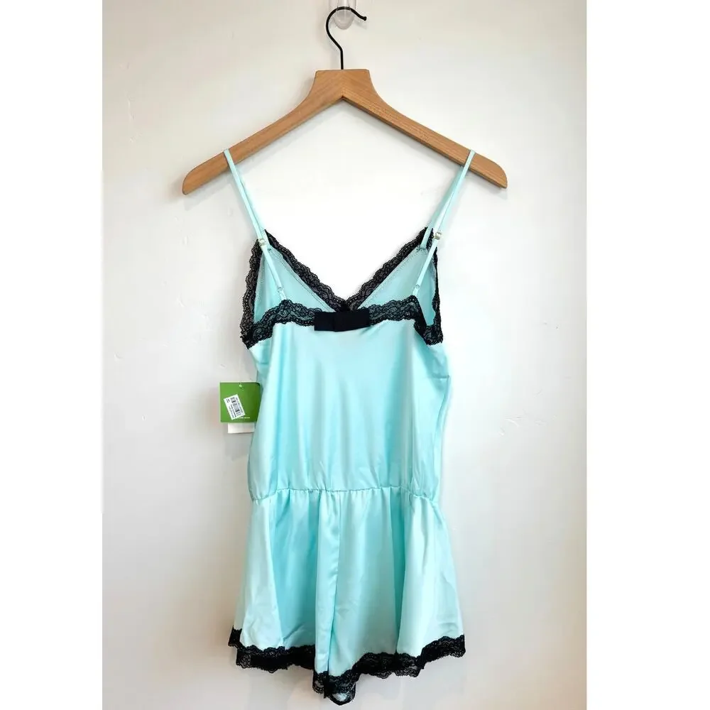 Kate Spade Dream A Little Dream Romper Teal Lace Trim Size Small NWT